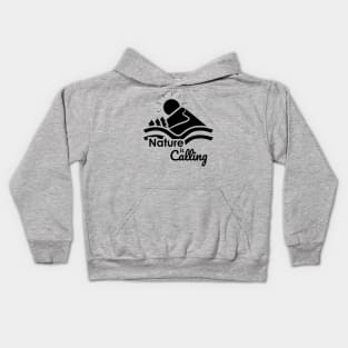 Nature is Calling - Outdoors Scenery Black Design Kids Hoodie